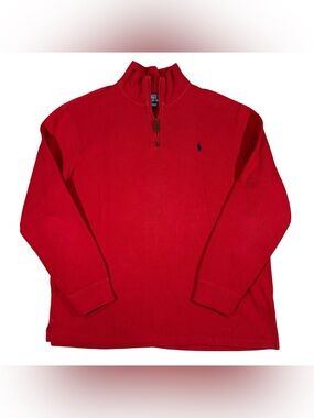 Vintage Y2K Polo Ralph Lauren 1/4 Zip Pull Over Sweater Red Mens XL 100% Cotton